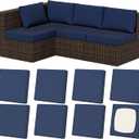 Patelai 11 Pcs Waterproof Patio Cushion Covers for Outdoor Sectional Furniture Wicker Rattan Patio Sofa Couch Chair Seat Pillow Slipcovers, 3 Sizes Covers Only (25.4 x 25.4X 3.54,Blue)