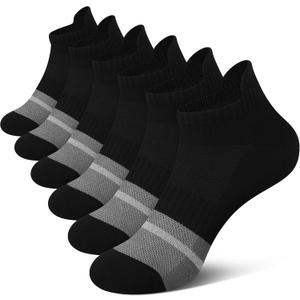 Gonii Women's Ultra-Thin Lightweight No-Show Ankle Socks - Seamless Toe Design, Non-Slip Arch Band (6 Pairs) for Running (Black, L)