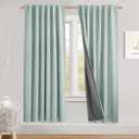 NICETOWN Seafoam Green Bedroom Full Blackout Linen Curtain Panels, Thick Insulated Classic Back Tab Blackout Draperies with White Thermal Insulated Liner for Windows (Set of 2, 52 by 72-inch)