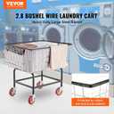VEVOR Wire Laundry Cart, 2.8Bushel Wire Laundry Basket with Wheels, 26.7''x21.7''x26.4'' Commercial Basket Cart, Steel Frame with Chrome Finish, 4" Casters