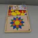 Melissa & Doug Pattern Blocks and Boards with 120 Multi-Colored Wooden Shape Tiles, 5 Double-Sided Puzzle Boards, Tangram Puzzles, Montessori Toys for Girls & Boys