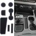 TOPINSTALL Gray 7PCS Console Liners Compatible with 2023-2026 Chevy Silverado/GMC Sierra 1500 & 2022 Refreshed 1500 Models, Premium Rubber Non-Slip Cup Holder MatsFull Console w/Bucket Seats ONLY