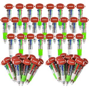 LiYiQ 50 Pcs Football Multicolor Pen in One Cartoon Cute Fun 4-in-1 Cute Pens Bulk Kawaii Football Shape Cool Ballpoint Pens Fun Gifts