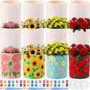 Zubebe 12 Pcs Paint Your Own Ceramic Pots Bulk Unfinished Succulent Pots Craft Kit with Drainage Hole Mini Paintable Plant Vase Ready to Paint Planter for Cactus DIY Craft (Elegant Flowers Cylinder)