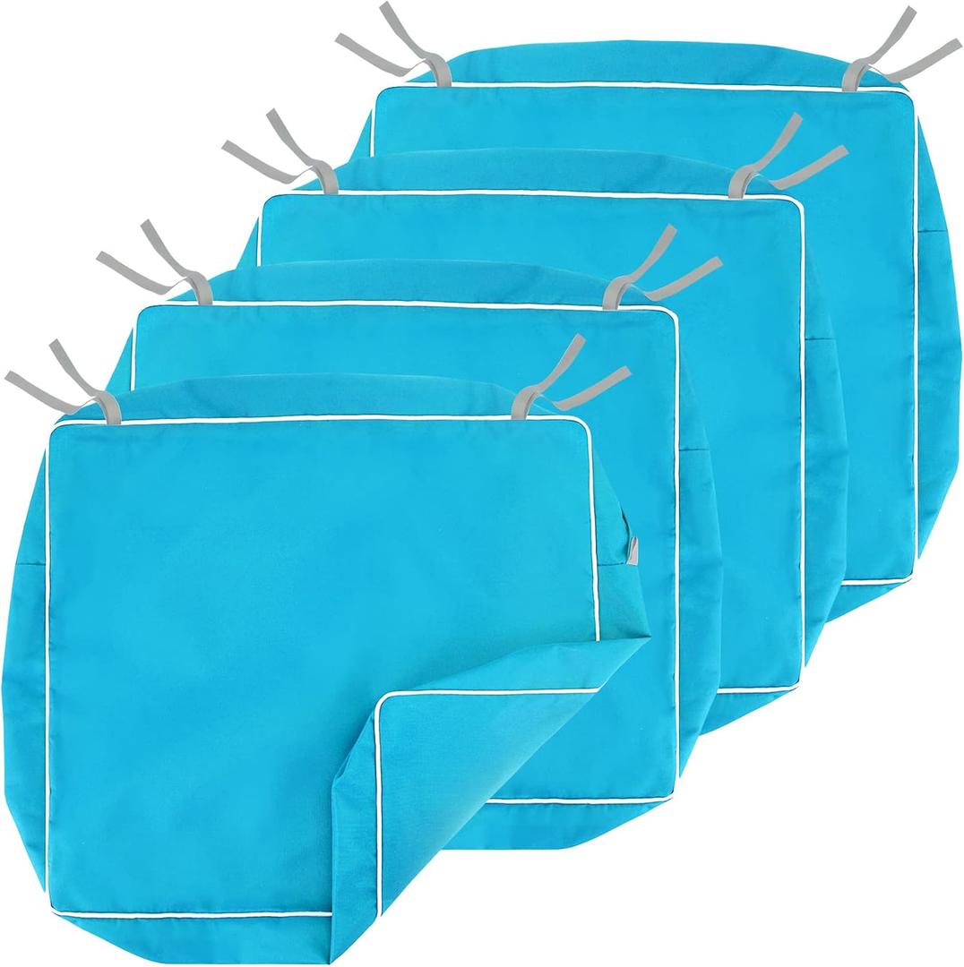 Porch Shield Patio Cushion Covers Replacement Set 4 Waterproof Fade Resistant Outdoor Chair Seat Cushion Slipcovers 22 x 20 x 4 inch, Peacock Blue