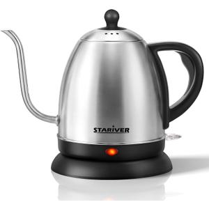 Stariver Electric Kettle Gooseneck Kettle, 1L Water Boiler, BPA-Free, Pour Over Tea Pot Stainless Steel for Coffee & Tea with Fast Heating, Auto-Shut Off and Boil-Dry Protection Tech