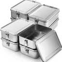 Umigy 8 Pcs Stainless Steel Food Containers Metal Bento Lunch Box Stainless Steel Food Storage Containers, Lockable Clips to Leak Proof, Reusable Dishwasher Snack Boxes for Work, Picnic (2400ml)