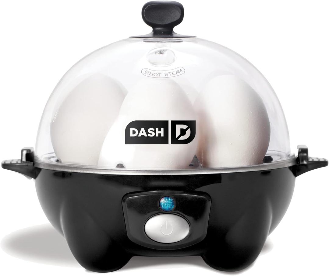 DASH Rapid Egg Cooker: 6 Egg Capacity Electric Egg Cooker for Hard Boiled Eggs, Poached Eggs, Scrambled Eggs, or Omelets with Auto Shut Off Feature - Black (6 Eggs)