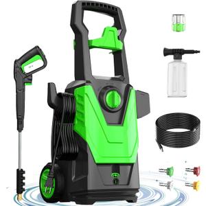 400PSI PowerWasher with 20FT Hose, 33FT Cordar, Lane, Patio Cleaning, Hydro Jet Pressure Hose Water Wand for Gutter Patio Car Garden Window, Green