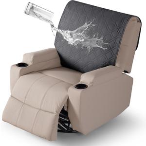 VANSOFY Recliner Chair Covers 100% Waterproof Backrest Cover Reclining Cover Non-Slip Dog Chair Cover Furniture Protector Washable Slipcover Elastic Straps for Pets, Dogs(Charcoal Gray)
