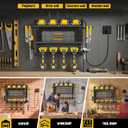 SPACECARE Power Tool Organizer with Charging Station 6 Outlets, 3-Layer Heavy Duty Wall Mount Drill Storage Rack, Cordless Tool with Utility Shelf, Garage Organization and Storage for Workshop- Black