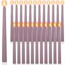Macarrie 24 Packs Flameless Taper Candles Battery Operated Fake 11 Inch Long Candle Light LED Flameless Candlesticks Flickering Tapered for Wedding, Halloween, Christmas(Light Purple)