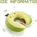 Niuniu Daddy Neck Pillow for Kids Teen Toddlers, Travel Accessories for Airplane, Car, Recline, Neck Chin Head Support, 100% Pure Memory Foam Insert, Cute Plush Travel Pillow Cover Washable - Avocado