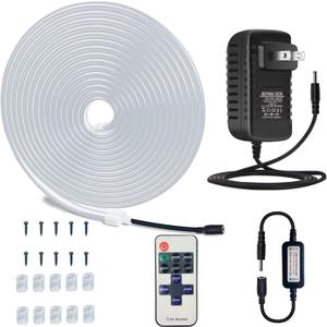 Flexible Neon Rope Strip Night Light,Outdoor Indoor LED Cut Freedom 16.4FT/Set Power Supply/Clip Included (White2)