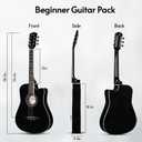 ADM 38" Inch Acoustic Guitar Bundle for Beginners Adults with Online Lesson, Cutaway Wood Acustica Guitarra Starter Set Package with Gig Bag, Strap, Steel Strings, Picks, Capos, Stand, Black 1
