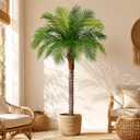 5ft Artificial Phoenix Palm Tree, Faux Coconut Silk Tropical Fake Palm Plant for Indoor Outdoor Home Office Patio Bathroom Pool Coastal Decor, Phoenix Palm, 5ft