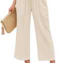 LookbookStore Lightweight Linen Pants Women Plus Size Trousers for Women High Waisted Beige Pants Beige Size XXL Size 20 22
