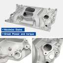 Intake Manifold Dual Plane Carbureted Cast Aluminum Compatible with Chevy Small Block 1996-2002 Vortec 5.0 305/5.7 350 SBC with Spread or Square Bore Carbs