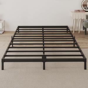 Full Size Bed Frame, 6 Inch Low Profie Metal Platform Bed Frame with Mattress Stopper, Heavy Duty Steel Slat Support, No Box Spring Needed, Noise Free, Easy Assembly