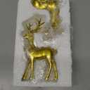 2PCS Gold Deer Statues Christmas Decor  Resin Standing & Sitting Reindeer Figurines, Holiday Tabletop Ornaments for Home Living Room, Fireplace, Shelf, or Xmas Gift Decoration (Gold)