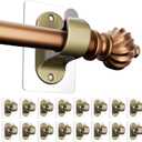 No Drilling Curtain Rod Brackets, Self Adhesive Curtain Holders, Adjustable Stick on Wall Curtain Rod Hooks Hanging for Bathroom Kitchen Home (16 Pack) (Retro Color)