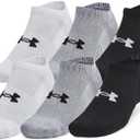 Under Armour Unisex Adult Training Cotton No Show Socks (6 Pairs) (Large, (035) Steel / White / Black)