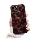 XQAGU Cute Phone Case for iPhone 15 Pro Case Amber Leopard Full Camera Protective Slim Shockproof Aesthetic-Brown Amber