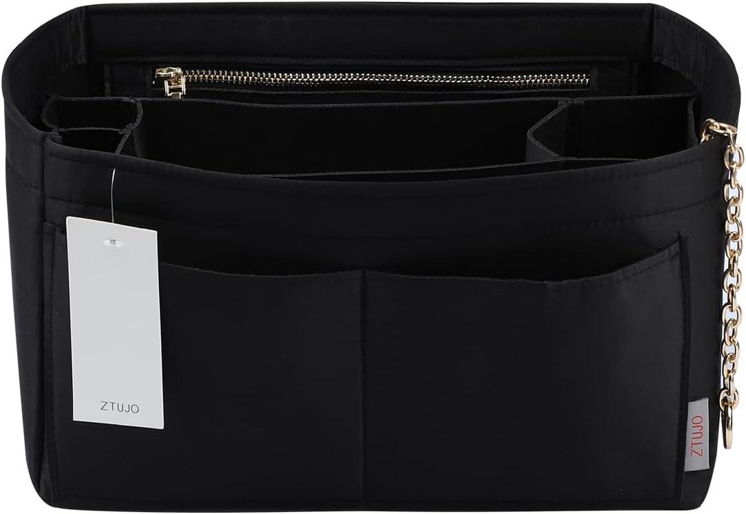Purse Organizer Insert, Felt Purse Organizer with Zipper and Sewn Bottom Insert, Fit Speedy Neverfull Graceful,6 Sizes