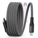 Magtame Magnetic USB C Cable, Coiled USB C to USB C Cable 60W(3A), 3.3ft Retractable USB C Cord, Nylon Braided Type C Fast Charging Cable Compatible with Phone 15, for Samsung, Pad, USB C Device, Black