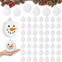 Wettarn 24 Pcs 4 Inch White Flat Christmas Ornaments Bulk Hanging Plastic Flat Disc Ornaments DIY Blank Xmas Tree Decorations for Crafts Painting