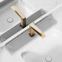 23.6''x4.8''Stone Faucet Mat for Kitchen Sink,Diatomite Quick Dry Kitchen Sink Splash Guard,Drying Stone Sink Tray,Super Absorbent,Sink Stone Quick Dry Around Faucet For Bathroom Counter-Light Grey