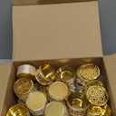 Mezchi 24 Pack Gold Vintage Favor Boxes, Mini Plastic Candy Container with Lid, Small Treat Gift Boxes Candy Storage Container for Wedding Party, Tea Party, 2''Wx 3''H, Round