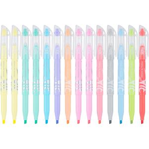 Pilot FriXion Light Pastel Erasable Highlighters, Chisel Tip, Pack of 14, Assorted Colors - Ideal for School, Journaling, and Office Use