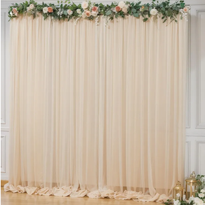 10x10ft Champagne Tulle Backdrop Curtain for Parites, Sheer Backdrop Curtains for Wedding Baby Shower Birthday Party Photo Shoot Decorations, Size: 10ft x 10ft(2 Panels 5*10ft)