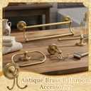 4 Pcs Antique Brass Gold Bathroom Accessories Set Wall-Mounted Towel Rack & Towel Ring & Toilet Paper Holder & Robe Hook, Wall Mounted Brass Vintage Bath Hardware Fixture Set(Double)