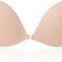 Awant Strapless Sticky Bra Invisible Sticky Boobs Silicone Adhesive Bra Backless Pushup Lift Bra Beige