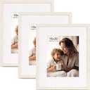 FinalFind 16x20 Picture Frame with Mat for 11x14 Set of 3, Distressed White Wood Grain 16x20 Frames for Horizontal & Vertical Wall Mounting (3 Pack,White)