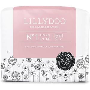 LILLYDOO  Hypoallergenic Baby Diapers, Size 1 (25 kg), 24 pieces, Ultra Soft and Absorbent, Fragrance Free and Lotion for Sensitive Skin, Dermatologically Tested