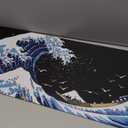 MEWOOCUE Gaming Mouse Pad for Desk,Large Wave Mousepad Laptop,Black Japanese Anime Mouse Mat,Long XXL Waterproof Keyboard Pads,Big Non-Slip Mousepads for Game Office Home31.5 x 11.9 in (A Kanagawa Surfing)