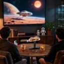 Kollea Galaxy Blue Spaceship Whiskey Decanter Sets for Men, Spacecraft Limited Edition, 2 Funny Shot Glasses, Gift Ideas, Cool Liquor Dispenser for Home Bar, Christmas Birthday Gifts for Men Dad Him