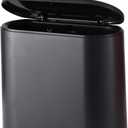 Black Slim Bathroom Trash Can with Press Top Lid,12 Liter Small Thin Garbage Can,3.17 Gallon Narrow Dog Proof Plastic Waste Basket and Covered Wastebasket for Room,Bedroom,Kitchen,Toilet,Office,Dorm