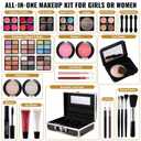 Makeup Kit for Teen Girls & Women Full Kit, Beauty Train Case with Starter Cosmetics Set, Make Up Valentine's Gift Box with Eyeshadow,Lipgloss,Highlight,Blush,Lip&Eye Pen,Brush & More(GoldenBrown)