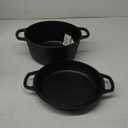 2-in-1 Pre-Seasoned Cast Iron Dutch Oven Pot with Skillet Lid Cooking Pan, Cast Iron Skillet Cookware Pan Set with Dual Handles, Indoor Outdoor for Bread/Frying/Baking/Camping/BBQ, 5 Qt