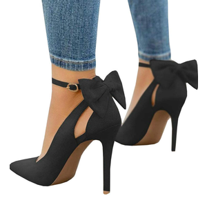 PiePieBuy Women's Pointed Toe High Heels Ankle Strap D'Orsay Pumps Shoes Bow Wedding Bowtie Back Dress Sandals, 9.5
