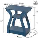 FROMJBEST End Table with Charging Station, Side Table with USB Ports and Outlets, Nightstand, 3 Tier End Table with Storage Shelf for Living Room, Bedroom, Navy Blue, Set of 2