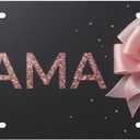 Mama Bowknot License Plate Car Tag Front Pink Bling Shimmer Art 6x12 | Heavy duty rustproof aluminum shield with 4-hole setup offers fast vehicle bumper mounting without drilling