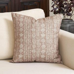 Amor Virisso Vintage Floral Throw Pillow Covers 20x20 Striped Farmhouse Block Print Pillow Cover Boho Neutral Decorative Pillows for Living Room Bed, Light Camel