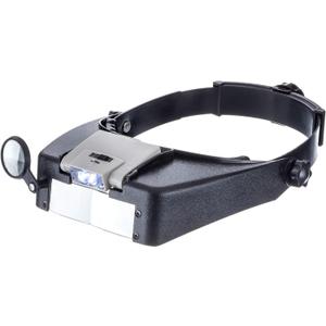 SE Illuminated Dual Lens Flip-In Head Magnifier, Head Magnifier, Tools for Repair & Precision Work, Adjustable Headlamp, 4.5X Loupe Magnifying, Black