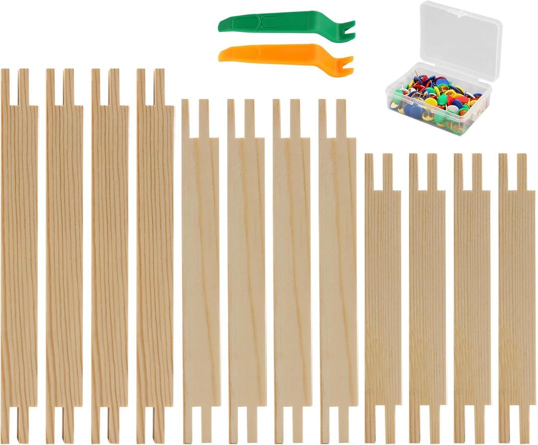 12 Piece Needlepoint Stretcher Bars, 3 Size Wooden Canvas Frame Bars for Needlework, Embroidery, Cross Stitch and Tapestry