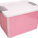 56 Quart Ultra Latch Box Large Storage Bins Waterproof Utility Tote Organizing Container Box with Buckle Lid Collapsible Clear Plastic Storage Box for Clothes and Bedding Pink
